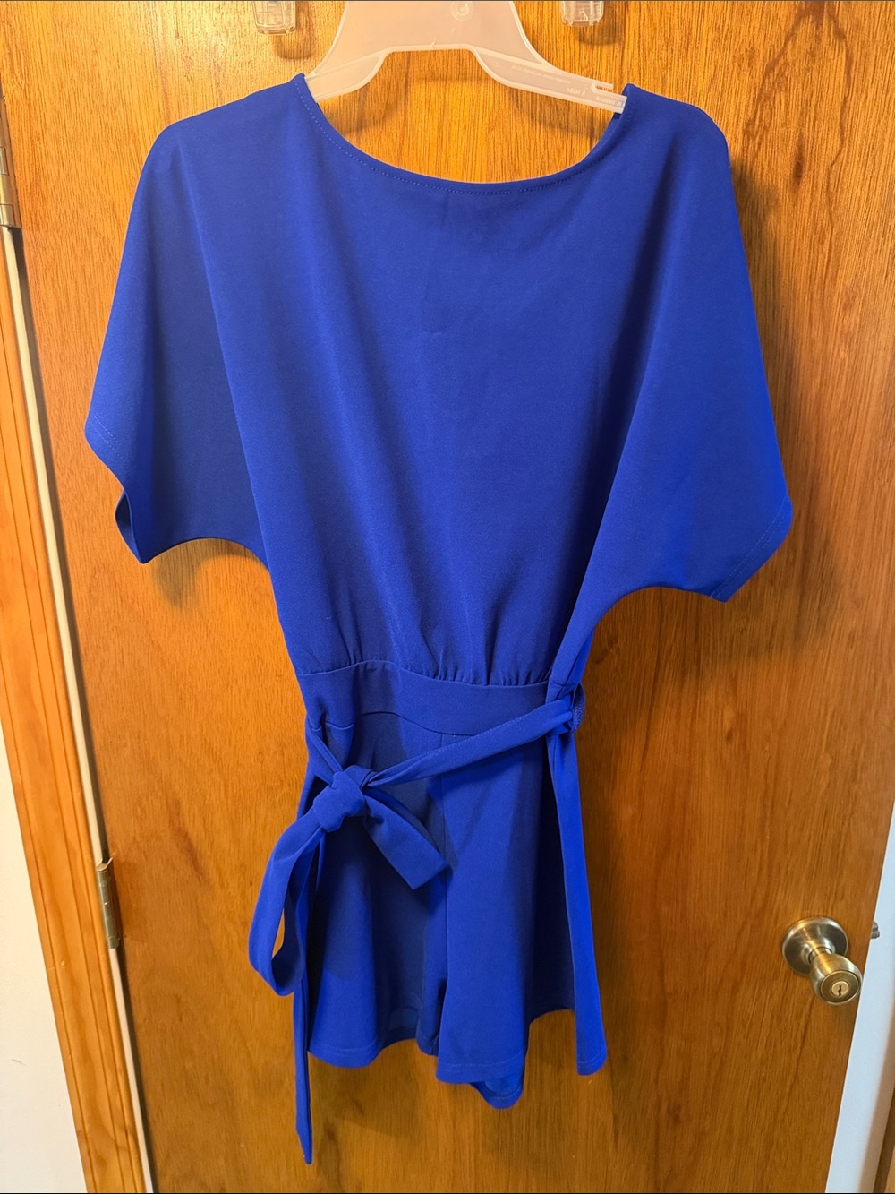 Royal Blue Belted Short Sleeve Romper